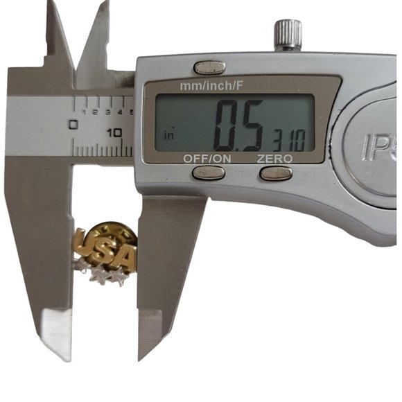 10K White And Yellow Gold USA Three Star Tie Tac Lapel Pin E104 - Picture 6 of 8